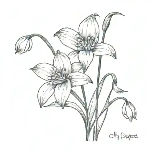 snowdrop, Lily of the valley, poppy flower tattoo design idea