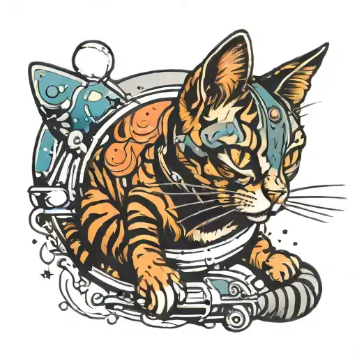 Cat In Space tattoo design idea