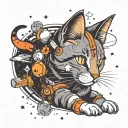 Cat In Space tattoo design idea