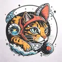 Cat In Space tattoo design idea