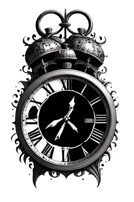 double clock face continuous numbers tattoo design idea