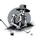 Skeleton Golfing tattoo design idea