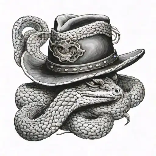 rattle snake wearing a cowboy hat tattoo design idea