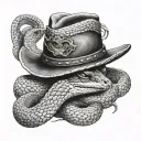 rattle snake wearing a cowboy hat tattoo design idea