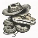 rattle snake wearing a cowboy hat tattoo design idea