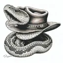 rattle snake wearing a cowboy hat tattoo design idea