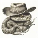 rattle snake wearing a cowboy hat tattoo design idea