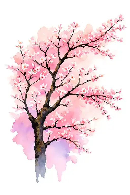 Filler cherry blossom trees tattoo design idea