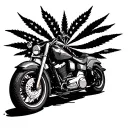 high horse power 2000 Harley Davidson wide glide mixed with patriotism and marijuana flag tattoo design idea