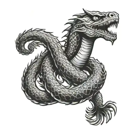 sea serpent american traditional style tattoo design idea