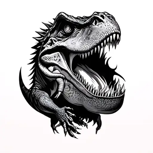 real trex with rapture tattoo design idea
