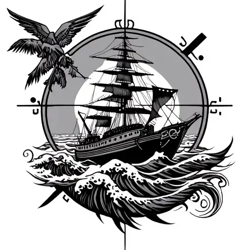 navy officer, libra, philippine sun, crosshair, warship, waves, visayan tribal for full sleeve tattoo tattoo design idea