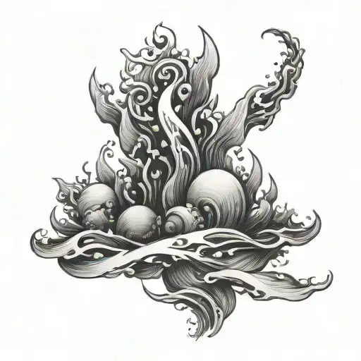 positive energy floating in ocean tattoo design idea