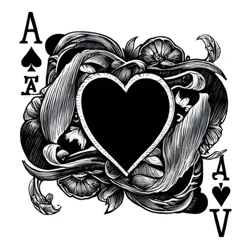 1943 whith cards ( As, 9, 4, 3 of heart) tattoo design idea