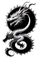 sun moon dragon tattoo design idea