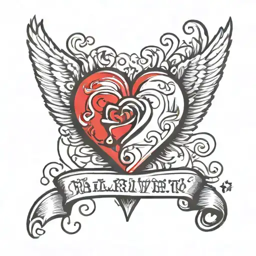 name and a heart shape tattoo design idea