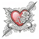 name and a heart shape tattoo design idea
