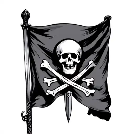 pirate flag with sword and gun tattoo design idea