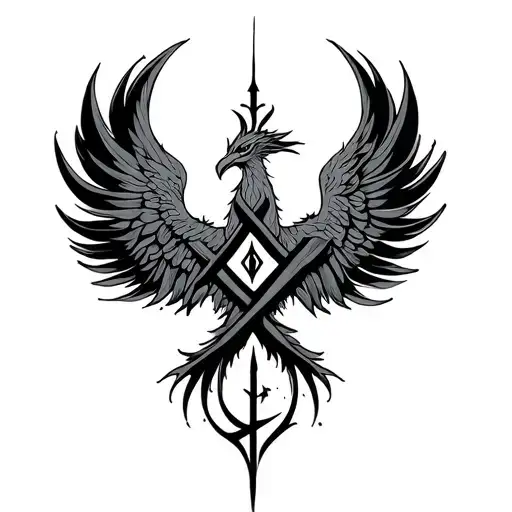 Bind Rune phoenix rising tattoo design idea