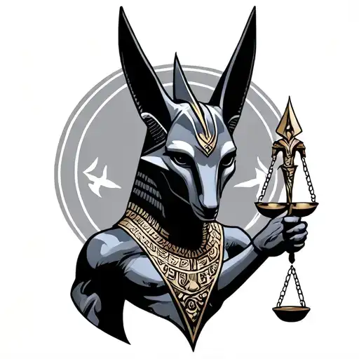 Anubis holding a scale tattoo design idea