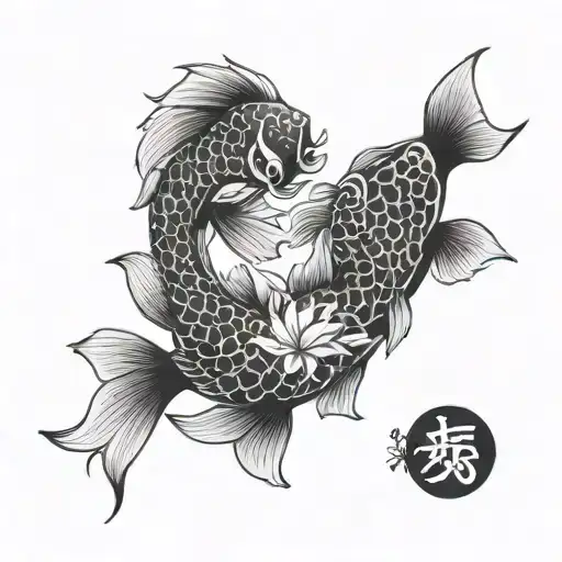 ying and yang koi fish tattoo design idea