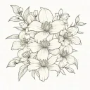 coneflower honeysuckle iris anemone bouquet  tattoo design idea