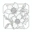 coneflower honeysuckle iris anemone bouquet  tattoo design idea