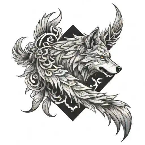 wolf and phoenix back tattoo tattoo design idea