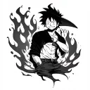 flaming d luffy tattoo design idea