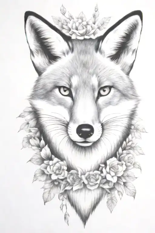 fox with gold eyes tattoo design idea