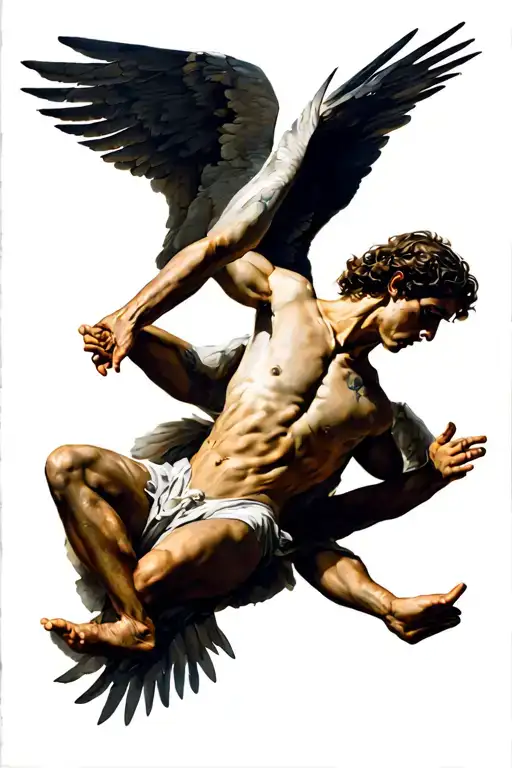 Icarus falling tattoo design idea