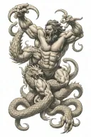 hercules fighting hydra tattoo design idea