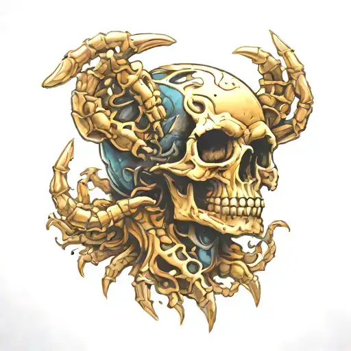 skull scorpion hand tattoo design idea
