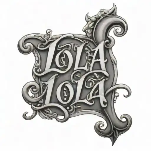 Ayla written lola written inside surrounded tattoo design idea