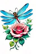 dragonfly rose intertwined tattoo design idea