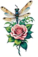 dragonfly rose intertwined tattoo design idea