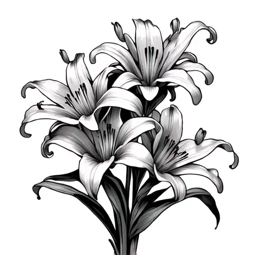 simple tiger lilies in a bunch without stems representing my girlfriend tattoo design idea