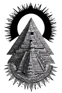 Aztec pyramid with eclipse  tattoo design idea