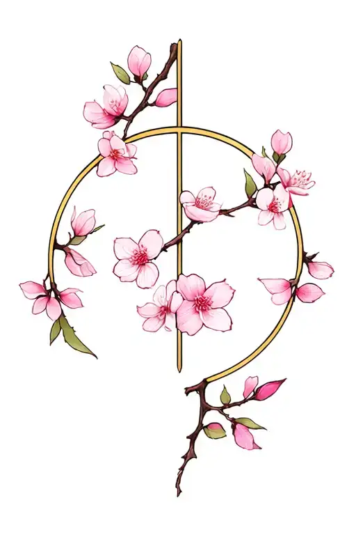 cherry blossom. Libra zodiac sign tattoo design idea