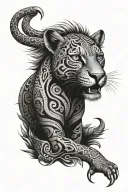 aztec jaguar leg sleeve tattoo design idea