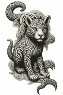 aztec jaguar leg sleeve tattoo design idea
