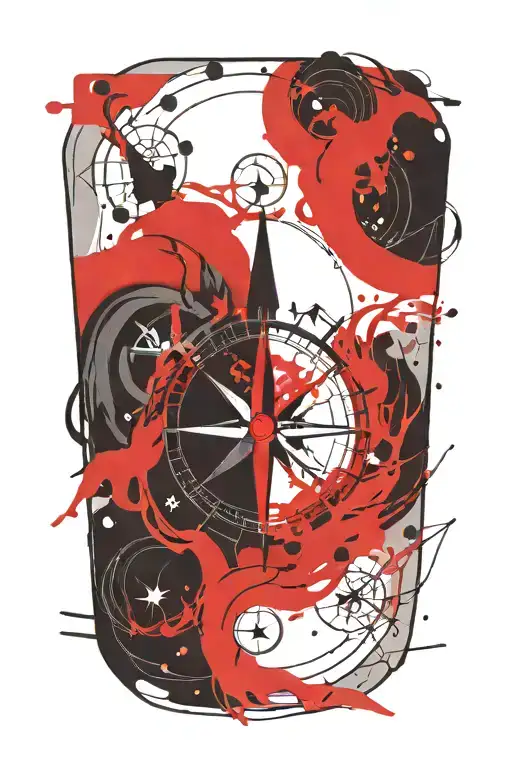 compass neptun waves tattoo design idea