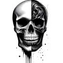 half skull half face tattoo design idea