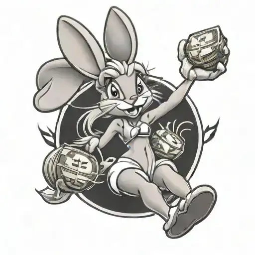 sexy lola bunny with money bag tattoo design idea
