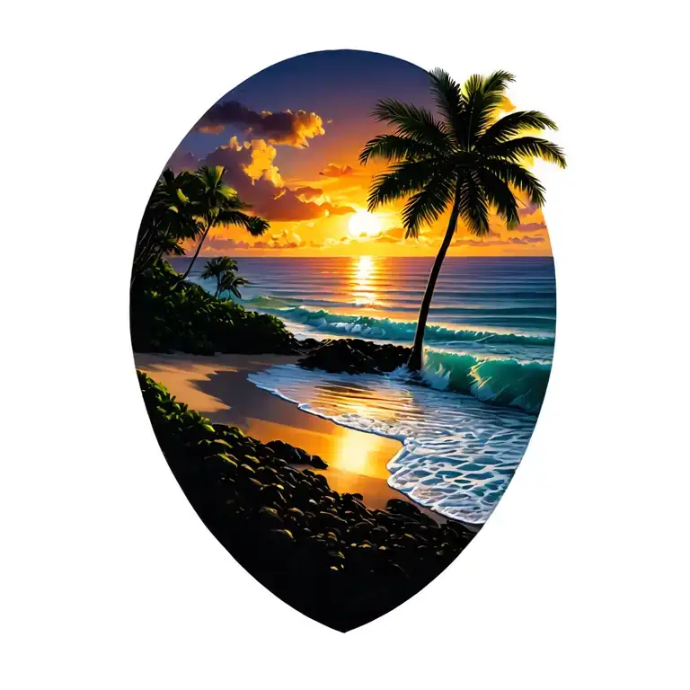 Gold Coast of Costa Rica Sunset Beach tattoo design idea