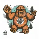 ufo beaming up sasquatch tattoo design idea