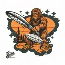 ufo beaming up sasquatch tattoo design idea