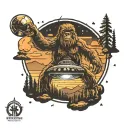ufo beaming up sasquatch tattoo design idea