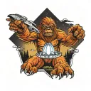 ufo beaming up sasquatch tattoo design idea