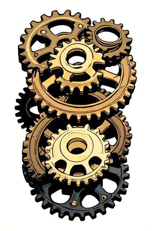 three cogs in sequence tattoo design idea